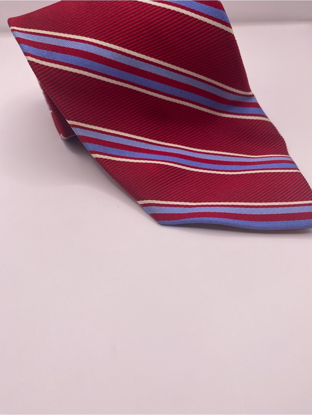 Brooks Brothers Burgundy Tie with Blue and White Stripes
